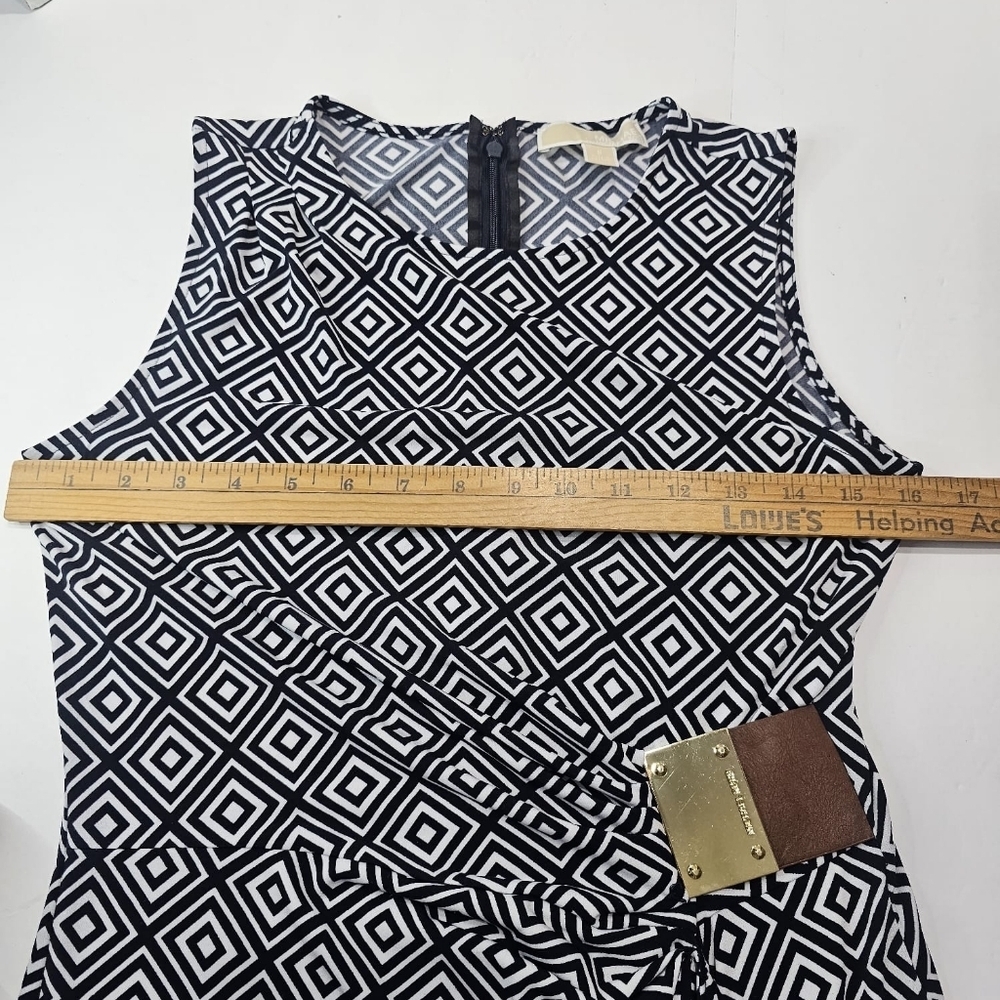Michael Kors Black and White Diamond Pattern Midi Dress - Picture 6 of 9
